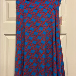 Geometric Blue and Red Silky Azure Size L NWT